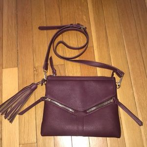Over the shoulder maroon purse